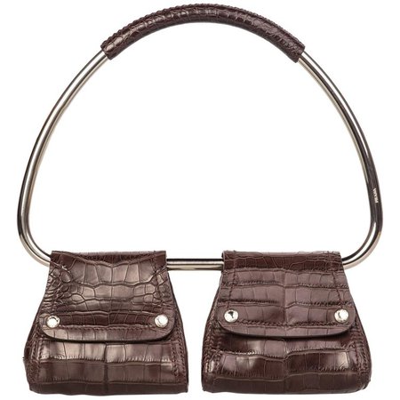 Prada Brown Alligator Silver Hoop Bag, 2000 For Sale at 1stdibs