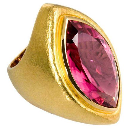 Colleen B. Rosenblat Pink Tourmaline Gold Cocktail Ring For Sale at 1stdibs