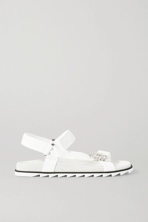 Trekky Viv Crystal-embellished Grosgrain And Suede Sandals - White