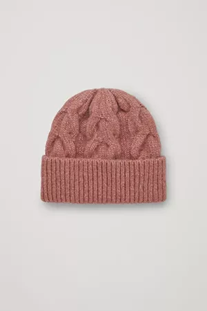 ALPACA-YAK WOOL MIX CABLE HAT - Dusty pink - Hats - COS WW