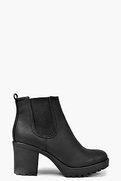 Tia Chunky Cleated Heel Chelsea Boots