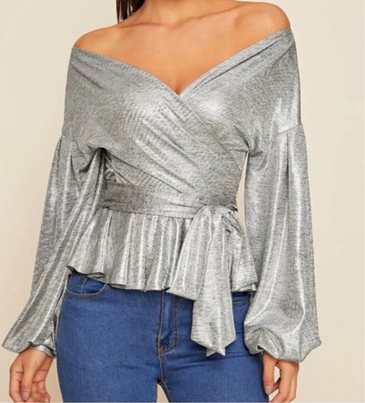 Shein Silver Off the shoulder top