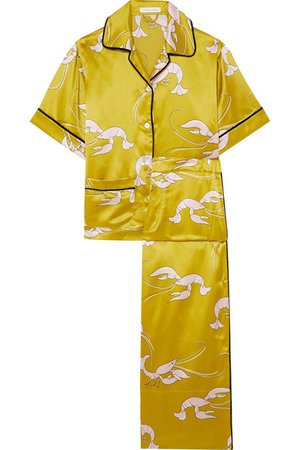 Olivia von Halle | Daria printed silk-satin pajama set | NET-A-PORTER.COM