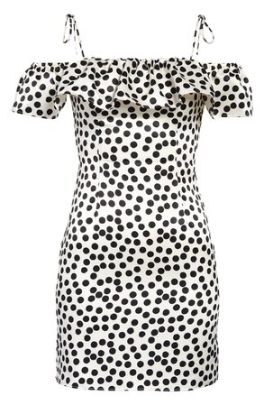 Topshop Dot Print Ruffle Tie Shoulder Sheath Dress | Nordstrom