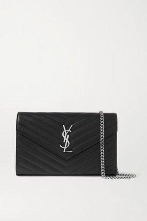 Monogramme Mini Quilted Textured-leather Shoulder Bag - Black