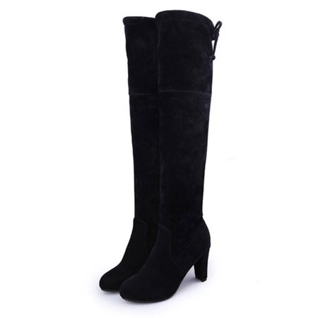 Womens Ladies Thigh High Boots Over The Knee Party Stretch Block High Heel - Walmart.com