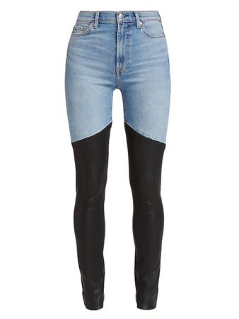 Shop 7 For All Mankind Two-Tone Mid-Rise Skinny Jeans | Saks Fifth Avenue