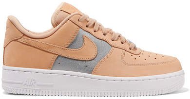Air Force 1 Nubuck And Metallic Leather Sneakers - Sand