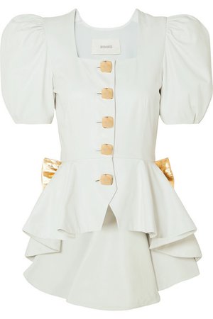 Rodarte | Bow-embellished ruffled leather blouse | NET-A-PORTER.COM