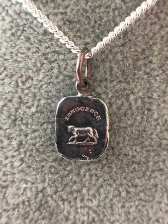 Wax Seal Lamb Necklace Pendant in 925 Silver Innocence