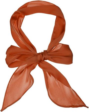 Allegra K Women Plain Solid Color Pure Skinny Scarf Scarves Long Neckerchief Hair Band Orange at Amazon Women’s Clothing store