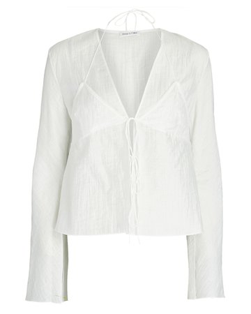 Anna October Innocence Sheer Tie-Front Blouse | INTERMIX®