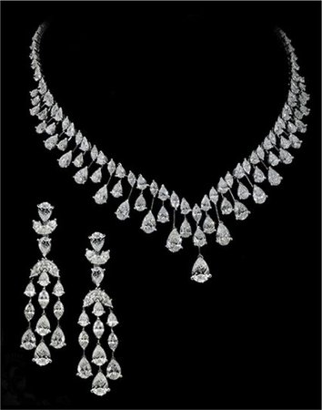 diamond earrings and necklace