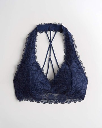 Girls Gilly Hicks Lace Strappy Halter Bralette | Girls New Arrivals | HollisterCo.com blue