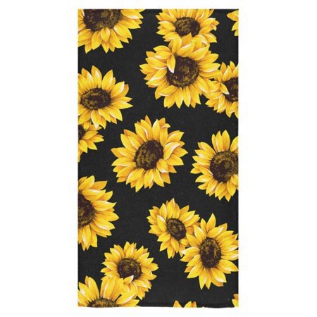 Sunflower Beach Towel with Black Background