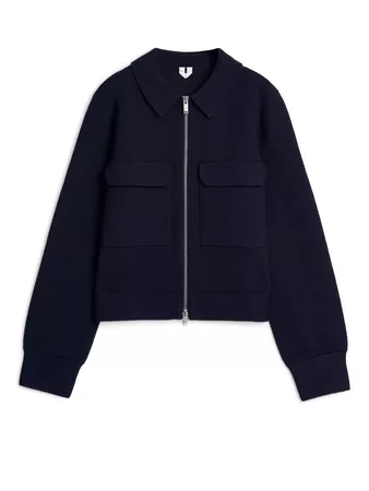 Merino Box Jacket - Dark Blue - Knitwear - ARKET NO