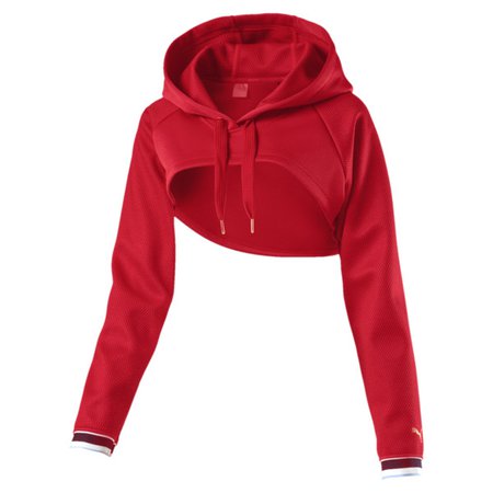 Varsity Cropped Cover-Up Women's Hoodie | Ribbon Red | PUMA Sale | PUMA