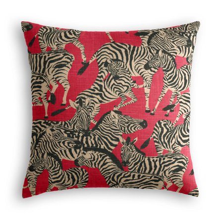 Black, White & Red Zebra Pillow | Loom Decor