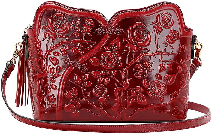 PIJUSHI Designer Leather Handbags for Women Ladies Floral Crossbody Shoulder Bags Clutch Purse (20093 Red): Handbags: Amazon.com