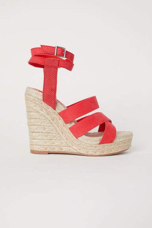 Wedge-heel Platform Sandals - Red