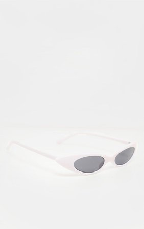 White Super Slim Cat Eye Sunglasses | PrettyLittleThing