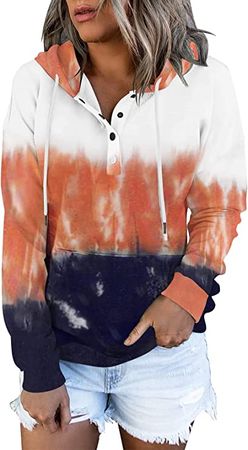 FARORO Women's Sweatshirt Hoodie Pullover Shirts Tie Dye Sweater Hooded Loungewear Long Sleeve Print Casual Clothes Gradient Orange at Amazon Women’s Clothing store