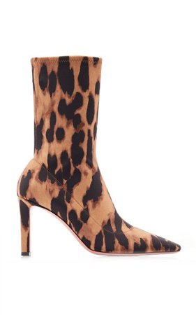Hannah Leopard-Printed Jersey Ankle Boots By Amina Muaddi | Moda Operandi