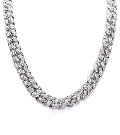 silver diamond choke chain
