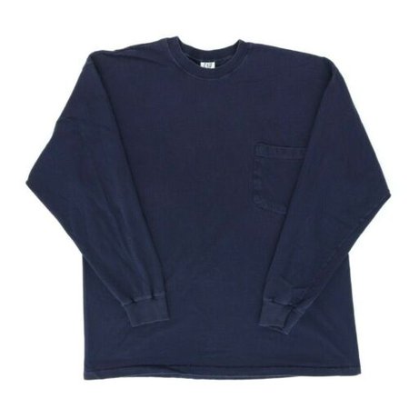 VTG 90s Gap Men Medium 44 Long Sleeve Pocket T Shirt Blue Cotton USA | eBay
