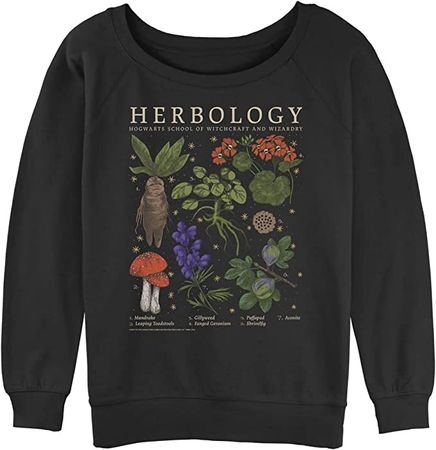 Amazon.com: Harry Potter Women's Deathly Hallows Herbology Junior's Raglan Pullover with Coverstitch, Black, Large : Clothing, Shoes & Jewelry