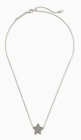 Kendra Scott Jae Star Silver Pendant Necklace In Platinum Drusy