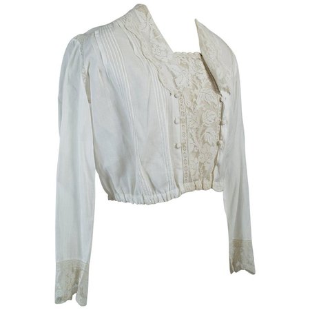 Edwardian Filet Lace Sailor Collar Blouse, 1910s For Sale at 1stdibs