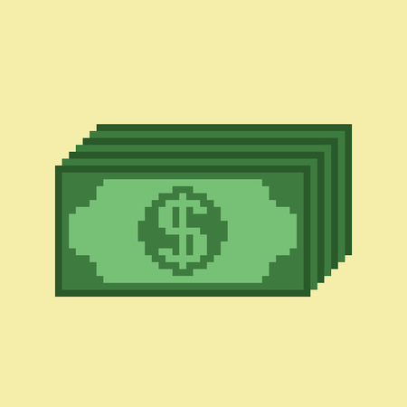 Premium Vector | Money in pixel art style