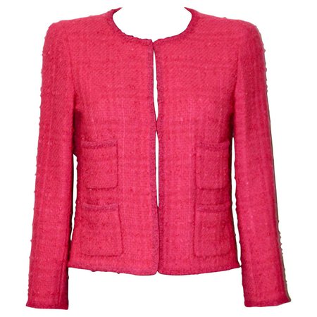Chanel Pink Tweed Jacket For Sale at 1stDibs