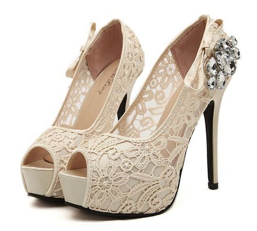 diamond lace beige heels - Google Search