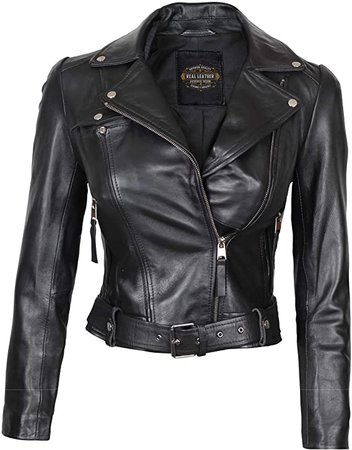Decrum Womens Lambskin Leather Jacket - Asymmetrical Real Leather Jackets for Women at Amazon Women's Coats Shop