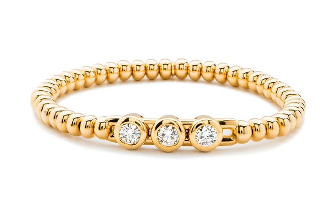 Hulchi Belluni 18k White and Yellow Gold Diamond Stretch Bracelet - 20376-YW | Leonardo Jewelers
