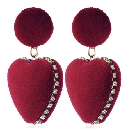 Ella Moore Velvet Red Heart Earrings