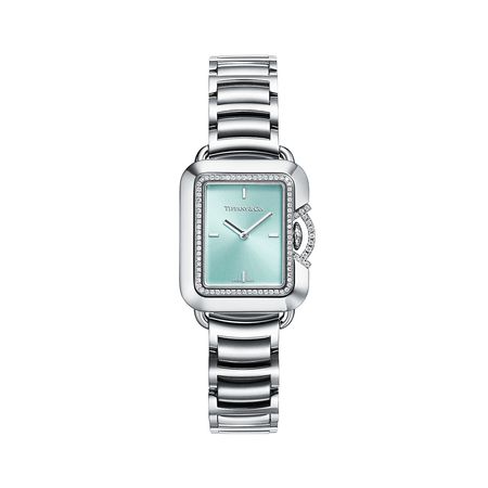 Tiffany T limited edition 22 x 26 mm watch in stainless steel with diamonds. | Tiffany & Co.