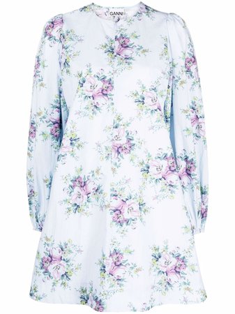 Shop GANNI floral poplin mini dress with Express Delivery - FARFETCH