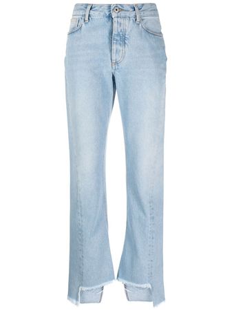 Off-White frayed-edge straight-leg Jeans - Farfetch