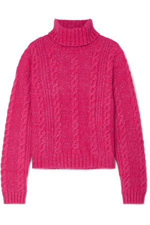 Versace | Cropped metallic cable-knit turtleneck sweater | NET-A-PORTER.COM
