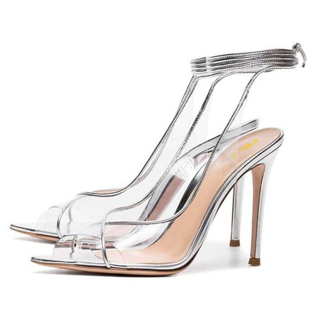 clear silver high heels - Google Search