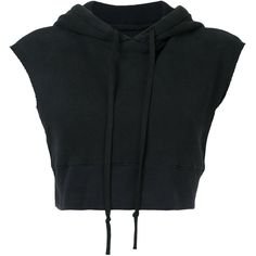 Pinterest - Greg Lauren sleeveless cropped hoodie ($855) ❤ liked on Polyvore featuring tops, hoodies, black, sleeveless tops, cropped hoodie, | My polyvore