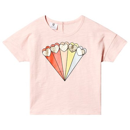 Hootkid Pink Rainbow Shooting Heart Cropped T-Shirt | AlexandAlexa