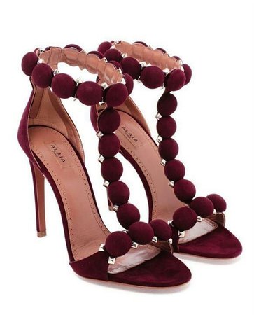 alaia burgundy suede shoes