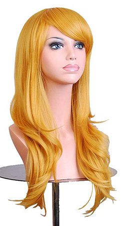 Amazon.com : AneShe Wigs 28" Long Wavy Hair Heat Resistant Cosplay Wig for Women (Yellow) : Beauty