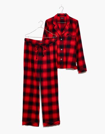 Flannel Bedtime Pajama Set in Buffalo Plaid red black