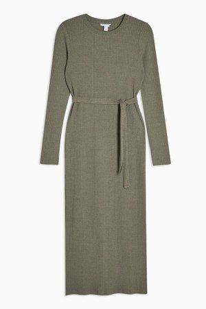 Khaki Belted Midi Dress | Topshop