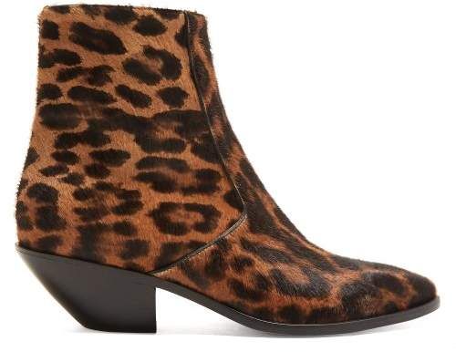 West Leopard Print Calf Hair Boots - Womens - Leopard